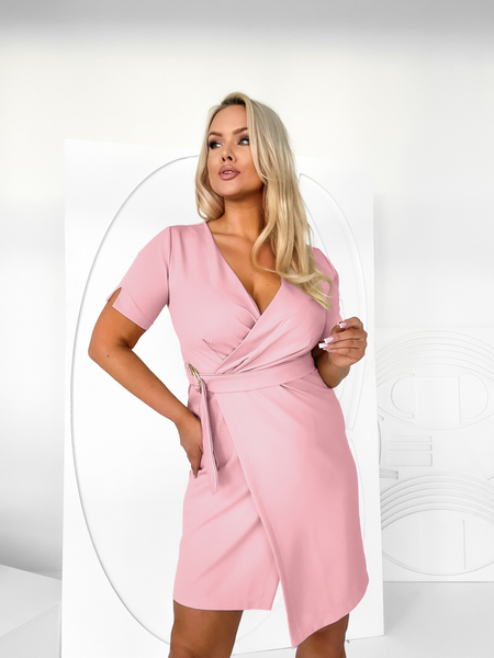 Brudny róż sukienka z paskiem Chloe