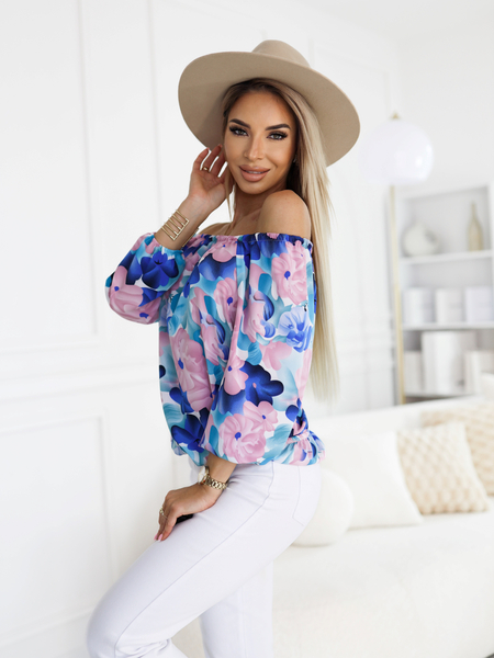 Bluzka hiszpanka w kolorowe kwiaty Charlotte