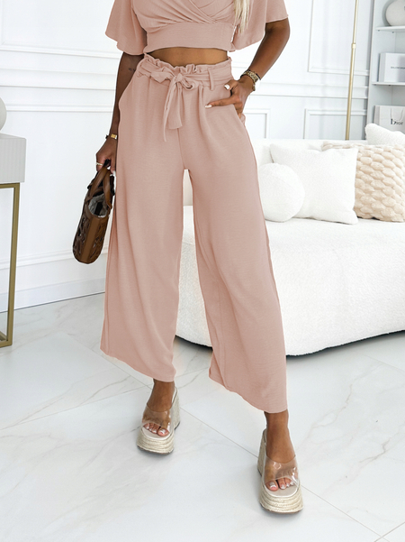 Brudny Róż Luźne Spodnie