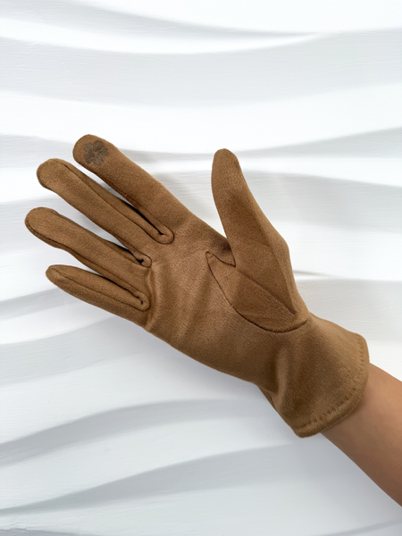 Camel rękawiczki z ozdobnym elementem