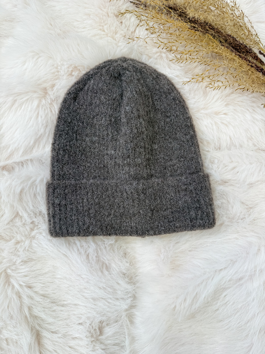 Chłodny brąz czapka moher i wełna