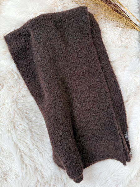 Czekoladowy komplet moher i wełna czapka + szalik