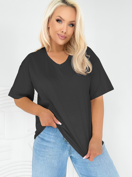 Czarna bluzka z dekoltem w szpic Vega