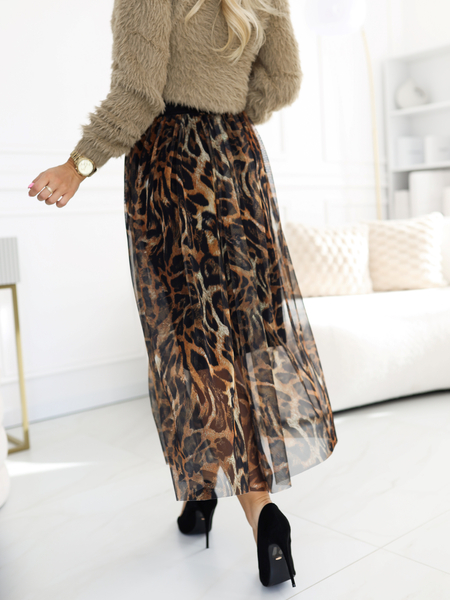 Czarna spódnica tiulowa we wzór panterki