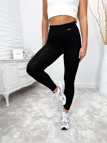 Czarne bambusowe legginsy z wysokim stanem