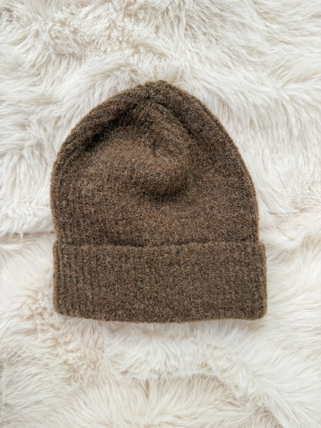 Ciepły brąz komplet moher i wełna czapka + szalik