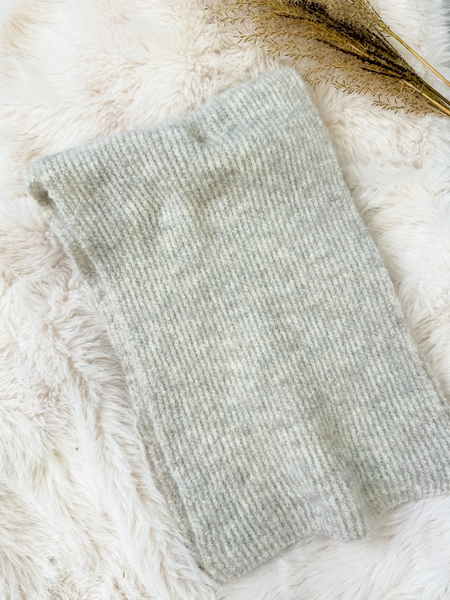 Szaro-beżowy komplet moher i wełna czapka + szalik