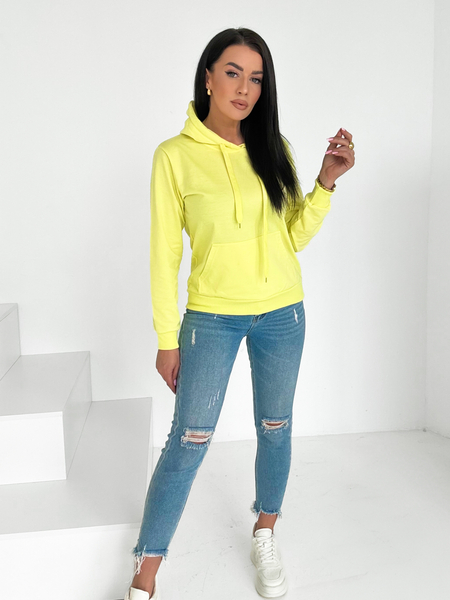 Żółta klasyczna bluza z kapturem