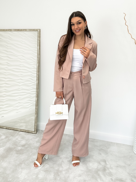 Brudny roż spodnie z szeroką nogawką Jennifer