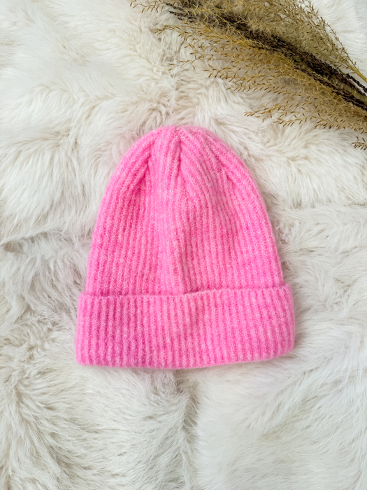 Cukierkowy róż czapka moher i wełna