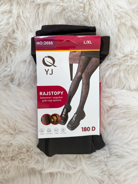 Czarne rajstopy wzorek z efektem second skin 180 DEN