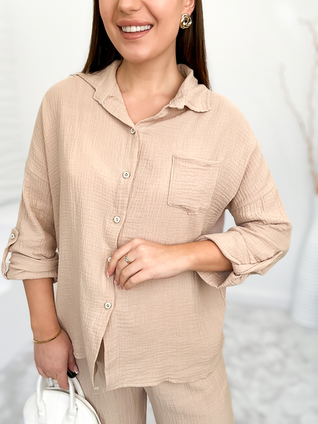 Beżowa koszula muślinowa