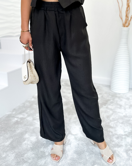 Czarny komplet kamizelka ze spodniami