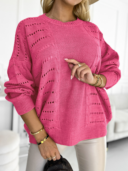 Fuksja ażurowy sweter Stella