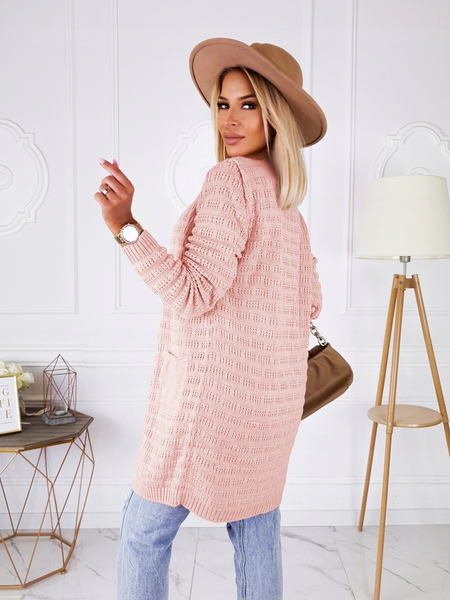 Pudrowy róż ażurowy kardigan Tove