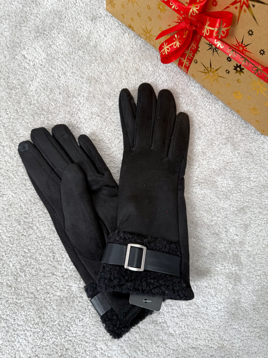 Czarne rękawiczki z paskiem