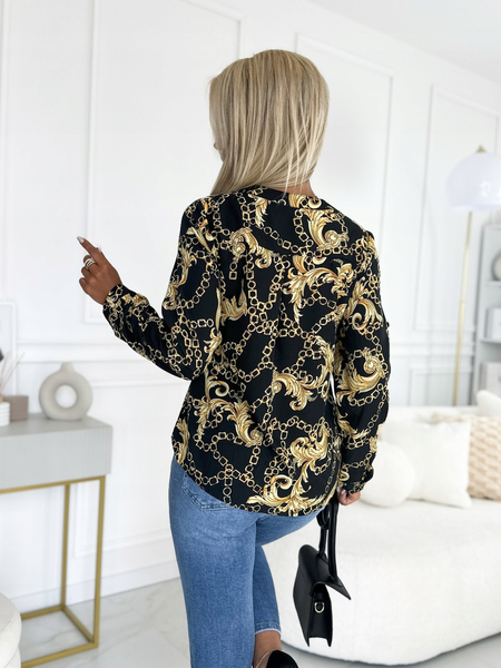 Atramentowa koszula z motywem w łańcuchy