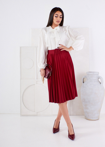 Ecru elegancka bluzka z wiązaną kokardką