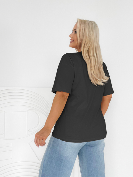 Czarna bluzka z dekoltem w szpic Vega