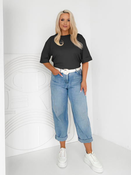 Czarna bluzka z okrągłym dekoltem Vega