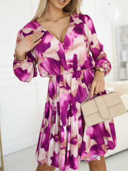 Fioletowa rozkloszowana sukienka