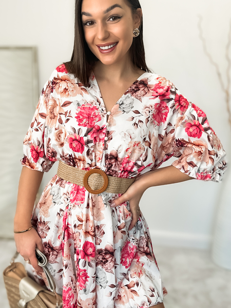 Wielobarwna sukienka mini w kwiaty Zoe