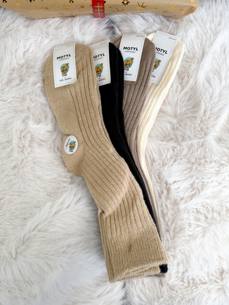 Długie skarpetki z angory 4 pary MIX KOLORÓW - Ciepłe odcienie