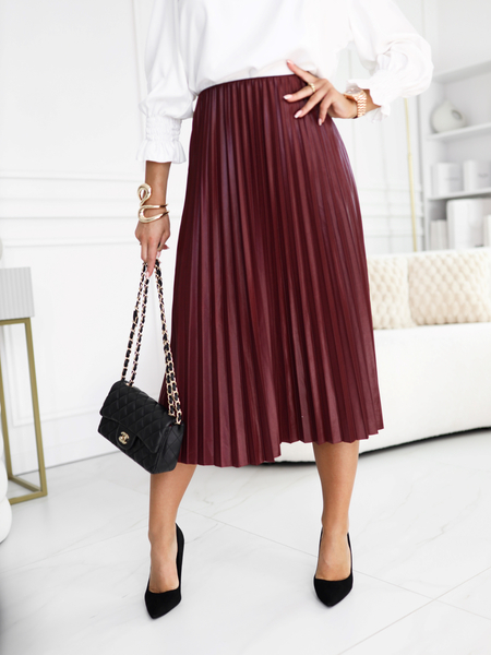 Bordowa spódnica plisowana midi