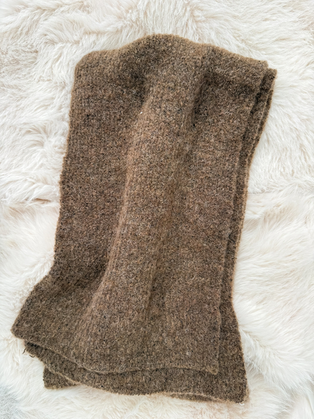 Ciepły brąz komplet moher i wełna czapka + szalik