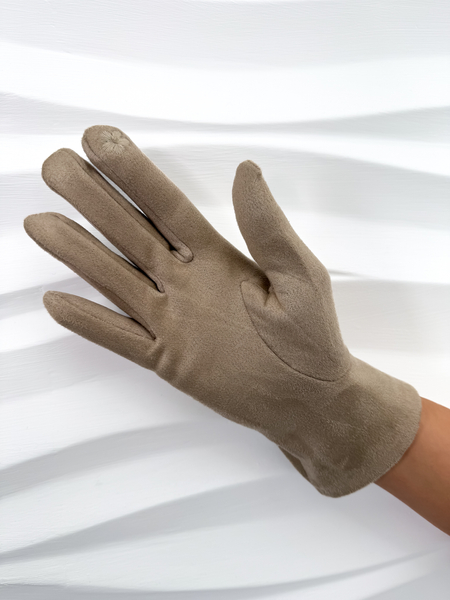 Beżowe rękawiczki z ozdobnym elementem