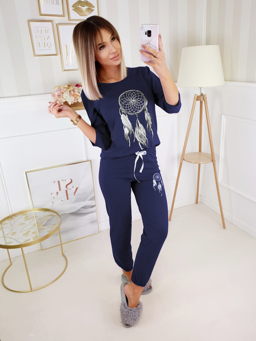 Granatowa piżama wzór łapacz snów