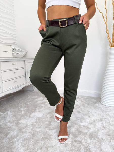 Khaki spodnie masełko z paskiem