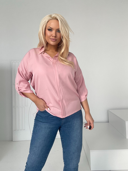 Różowa elegancka bluzka z kołnierzykiem Clara