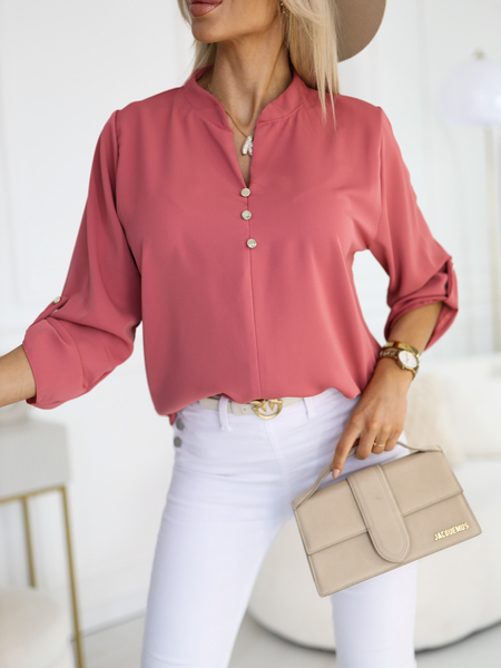 Łososiowa bluzka z ozdobnymi guzikami Lena