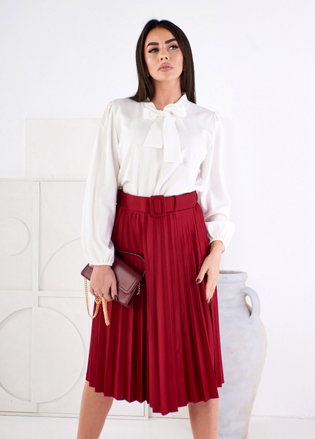 Ecru elegancka bluzka z wiązaną kokardką