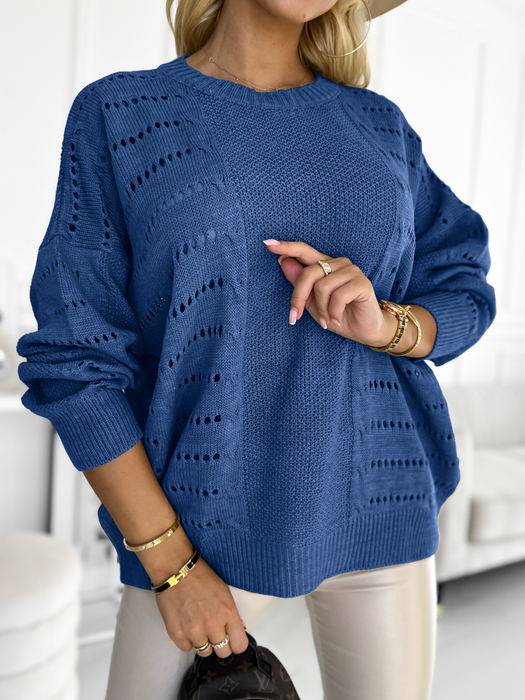 Chabrowy ażurowy sweter Stella