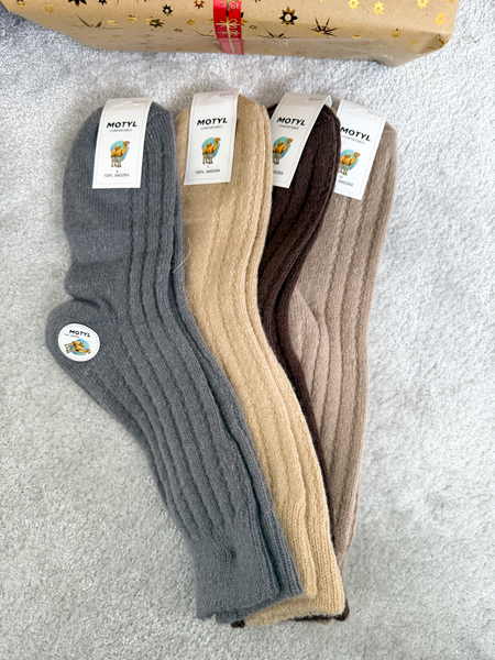 Długie skarpetki z angory 4 pary MIX KOLORÓW - Chłodne odcienie