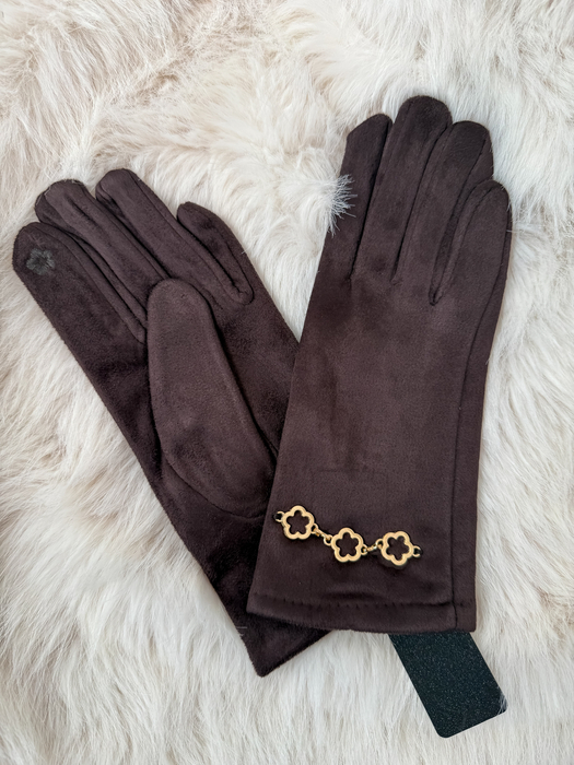 Czekoladowe rękawiczki z ozdobnym elementem