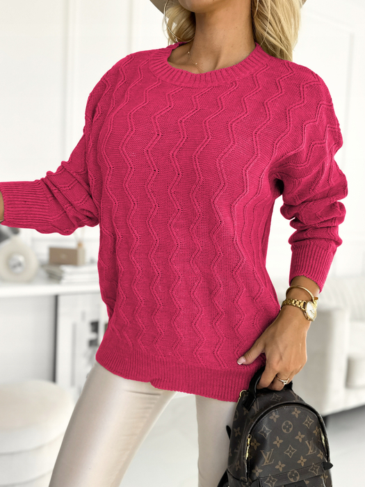 Fuksja sweter we wzór zygzak