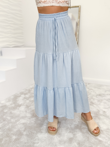 Niebieska spódnica muślinowa
