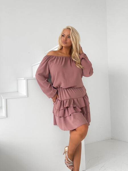 Brudny róż sukienka hiszpanka z falbanami Mia