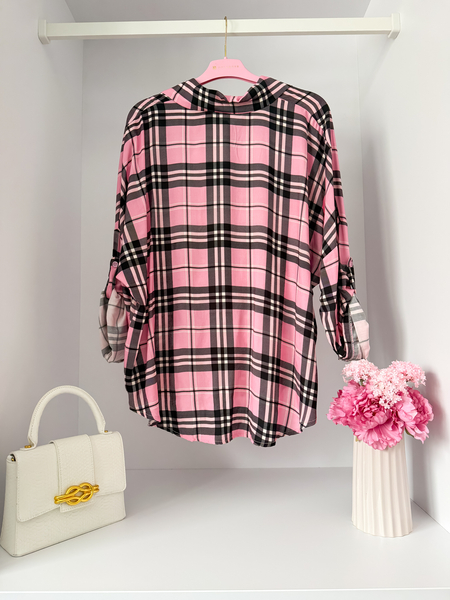 Różowa koszula w kratkę