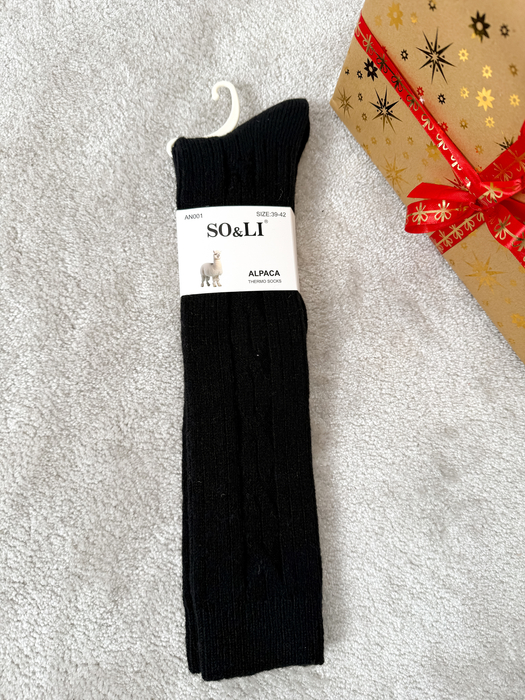 Czarne podkolanówki alpaka