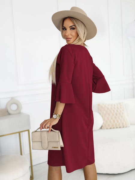 Bordowa sukienka trapezowa Livia