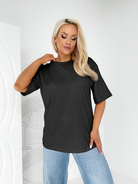 Czarna bluzka z okrągłym dekoltem Vega