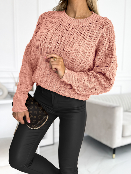 Brzoskwiniowy ażurowy sweter Luna