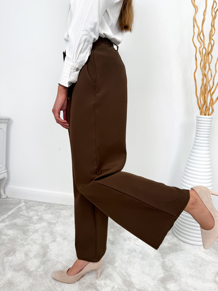 Czekoladowe szerokie spodnie Sydney