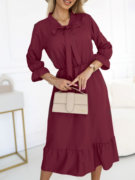 Bordowa sukienka z wiązaniem pod szyją Valerie