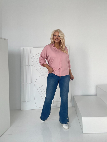 Różowa elegancka bluzka z kołnierzykiem Clara